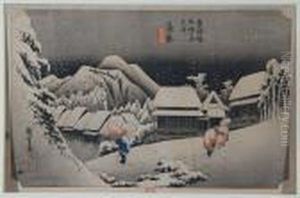 Kambara,yoru No Yuki by Utagawa or Ando Hiroshige