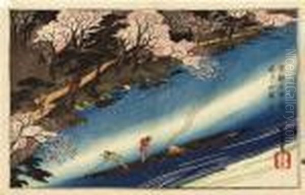Arashiyama Manka [cherry Trees 
In Full Blossom At Arashiyama], From The Series Kyoto Meisho No Uchi - view 1