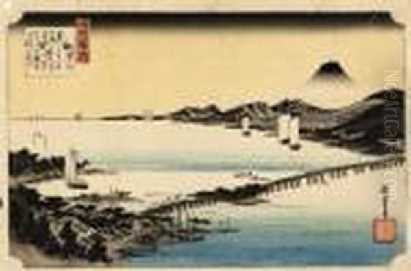 Seta No Sekisho [evening Glow At The Seta Bridge], From The Series Omi Hakkei No Uchi - view 1