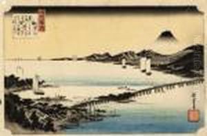 Seta No Sekisho [evening Glow At The Seta Bridge], From The Series Omi Hakkei No Uchi by Utagawa or Ando Hiroshige