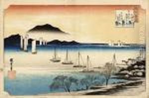 From The Series Omi Hakkei No 
Uchi [eight Views In Omi Province], Yabase No Kihan [returning Sails At 
Kihan], Fishing Boats Returning To Harbour, Signed Hiroshige Ga by Utagawa or Ando Hiroshige