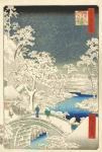 From The Series Meisho Edo 
Hyakkei [one Hundred Famous Views Of Edo], Meguro Taikobashi Yuhinooka - view 1