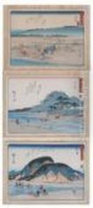 Three Color Woodcut Reproduction, Framed. by Utagawa or Ando Hiroshige
