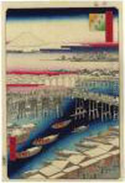 ````nihonbashi Yukibare' (the
Nihon Bridge, Clear Weather After Snow) From The Series ````edo Meisho
Hyakkei' (one Hundred Famous Views Of Edo) - view 1