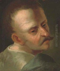A boy, bust-length, in a feigned oval by Bartolome Esteban Murillo
