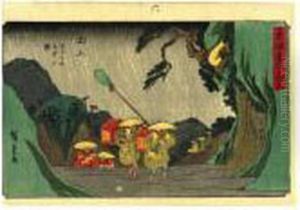 ````````tsuchiyama',
````````nihonbashi', ````````ishiyakushi', ````````akasaka',
````````arai', ````````ejiri' And ````````kanaya' From The Series
````````tokaido Gojusan Tsugi' by Utagawa or Ando Hiroshige