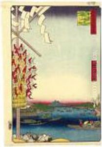 5 Prints From The Series ````edo
 Meisho Hyakkei' (one Hundred Famous Views Of Edo) And One Yakusha-e