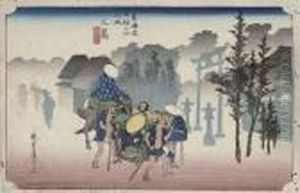 Morning Mist At Mishima by Utagawa or Ando Hiroshige