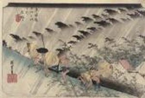 Driving Rain At Shono by Utagawa or Ando Hiroshige