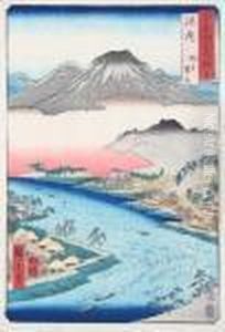 Otoko Mountain At Makigata In Kawachi Province by Utagawa or Ando Hiroshige