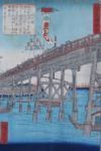 Procession Across Bridge by Utagawa or Ando Hiroshige