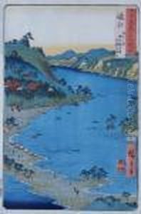 The Narrow Inlet Of Inasa Near Kanzan Temple On Hamana Lake In Totomi Province