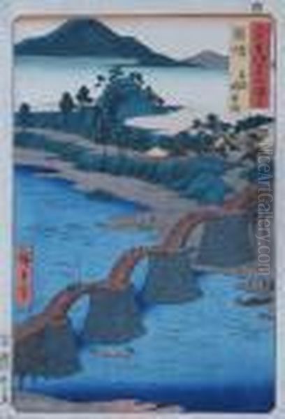 The Brocade Bridge At Iwakuni In Suo Province - view 1