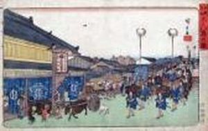 Shinbashi No Zu From Edo Meisho by Utagawa or Ando Hiroshige