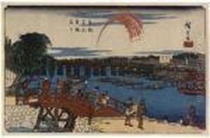 Ryogoku Hanabi by Utagawa or Ando Hiroshige