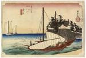 Kuwana Shichiri Watashiguchi by Utagawa or Ando Hiroshige