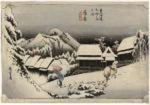 Kambara, Yoru No Yuki by Utagawa or Ando Hiroshige