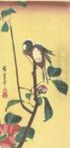 Titmouse And Flowering Camellia by Utagawa or Ando Hiroshige