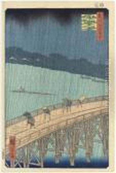 Ohashi Atake No Yudachi (ohashi,
Sudden Shower At Atake), From Theseries Meisho Edo Hyakkei (one Hundred
Views Of Famous Places Ofedo) - view 1