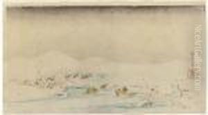 Surimono With Mica Embellishment by Utagawa or Ando Hiroshige
