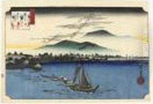 Katada No Rakugan. La Descente Des Oies Sauvages A Katada by Utagawa or Ando Hiroshige