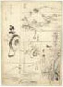 Dessin Preparatoire Pour Un Harimaze-e by Utagawa or Ando Hiroshige
