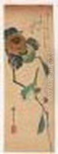 Kaki Et Mejiro. Un Oiseau Sur Une Branche De Kaki by Utagawa or Ando Hiroshige
