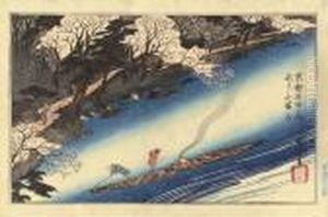 Arashiyama Manka (cherry Trees In Full Bloom, Arashiyama) by Utagawa or Ando Hiroshige
