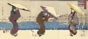 Asakusa No Bosetsu (evening Snow, Asakusa) by Utagawa or Ando Hiroshige
