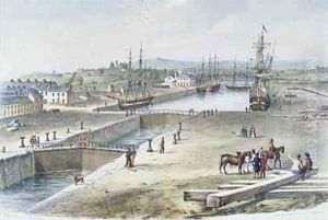 View of the Dock Newport Monmouthshire 1842 by James Flewitt Mullock