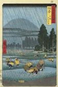 Hoki, Ono Oyama Embo (distant View Of Oyama Near Ono, Hoki Province) by Utagawa or Ando Hiroshige
