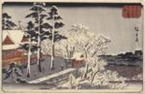 Beau Temps Apres La Neige Au Sanctuaire Myojin A Kanda by Utagawa or Ando Hiroshige