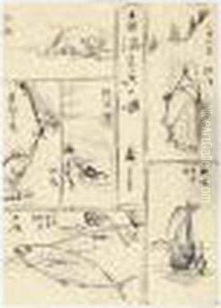 Dessins Preparatoires Pour Une Estampe Harimaze - view 1