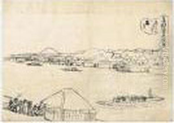 Le Retour De La Foire D'asakusa. Dessin Preparatoire - view 1