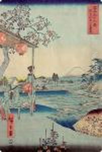 Herbaciarnia W Zoshigaya (z Serii 36 Widokow Gory Fuji) by Utagawa or Ando Hiroshige