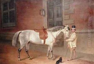 Lady Rosamunds Mare with Head Groom at Tredegar House Newport 1851 by James Flewitt Mullock