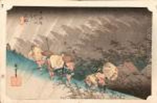 Shono Haku-u (white Rain 
[driving Rain], Shono), From The Seriestokaido Gojusan Tsugi No Uchi 
(the Fifty-three Stations Of Thetokaido) - view 1