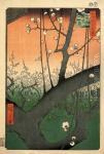 Kameido Umeyashiki (plum Garden,
Kameido), From The Series Meishoedo Hyakkei (one Hundred Views Of
Famous Places Of Edo) - view 1