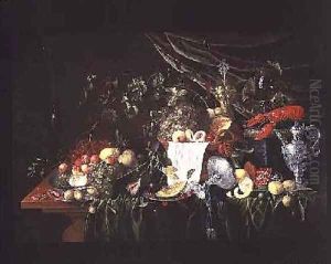 Still Life with Fruit and a Lobster by Wouter Mertens