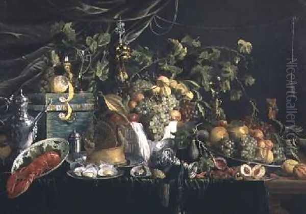 Still-life with fruit a pheasant pie and a lobster - view 1