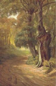 Bunnies on a woodland track by John Fitz Marshall