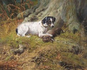 A terrier with a hare by John Fitz Marshall