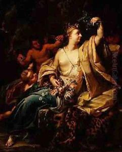 Bacchante with a putto satyrs and nymphs by Herman van der Myn