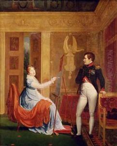 Marie Louise 1791-1847 of Habsbourg Lorraine Painting a Portrait of Napoleon I 1769-1821 by Alexandre Menjaud