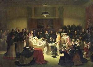 The Last Moments of Charles-Ferdinand of France 1778-1820 in the Administration Room of the Paris Opera House 14th February 1820 1828 by Alexandre Menjaud