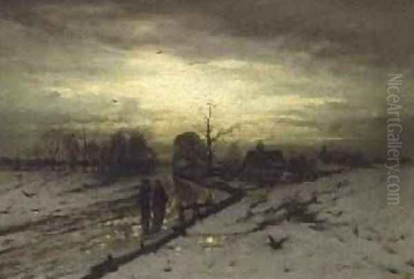 Snow Scene Sunset - view 1