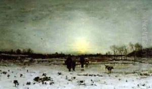 Winter Landscape at Sunset 2 by Ludwig Munthe