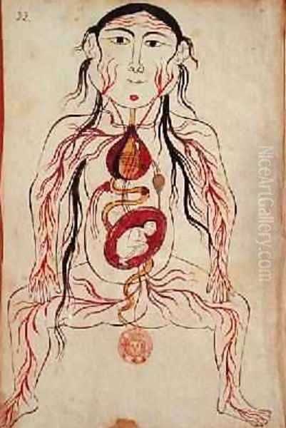 Ms Persan 151 Fol32 Anatomical diagram of a woman and her foetus - view 1
