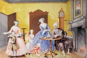Christmas in the Royal household of Empress Maria Theresa of Austria 1717-80 with her husband Francis I 1708-65 and children Maria Christine Ferdinand I later Duke of Modena 1754-1806 Marie-Antoinette 1755-93 and the infant Maximilian