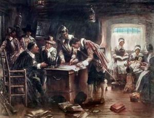 The Signing of the Mayflower Compact 1900 by Edward Percy Moran